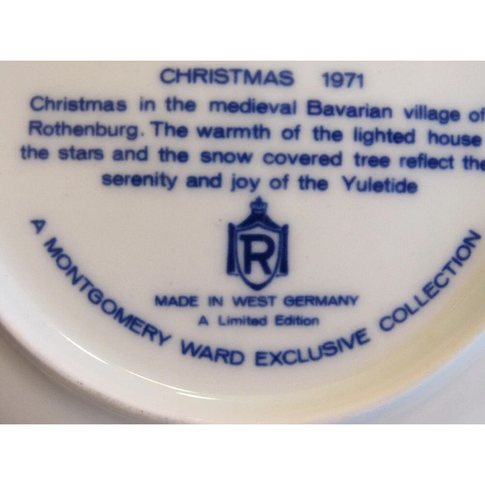 Christmas 1971 Montgomery Ward Exclusive Collection Rothenburg Village Plate - Picture 4 of 4